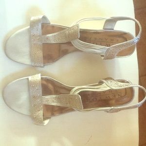 Gold wedge evening sandals